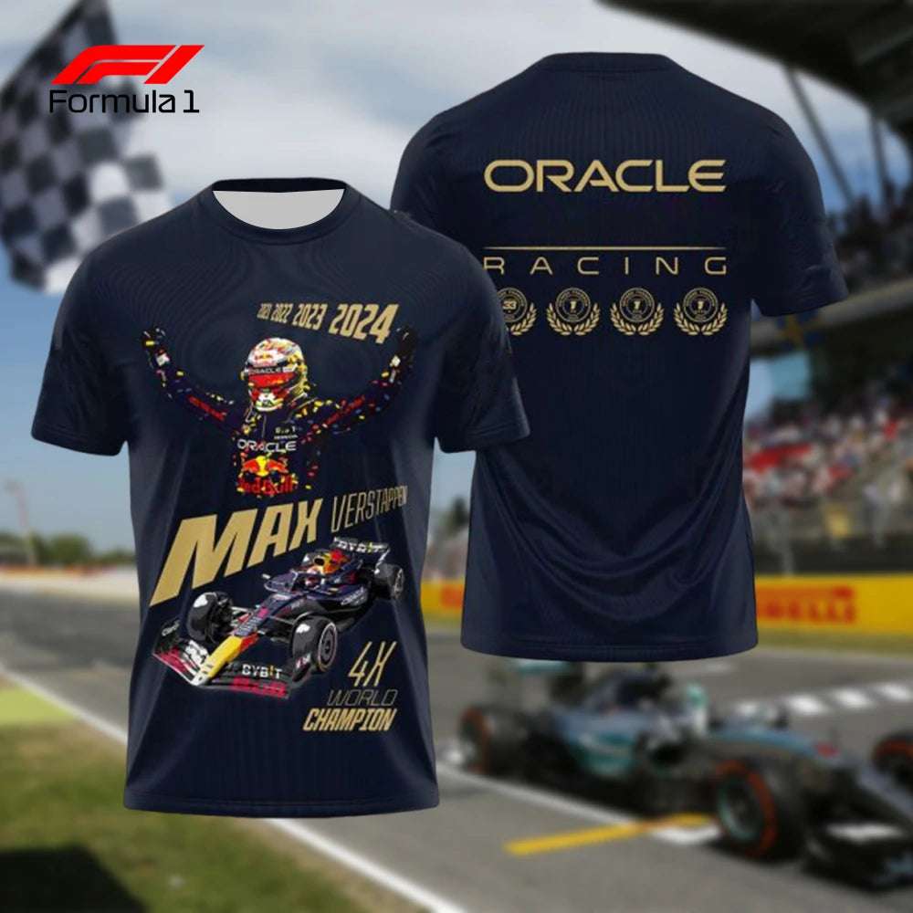 2025 Verstappen special edition shirt featuring Max Verstappen and Oracle Racing in black