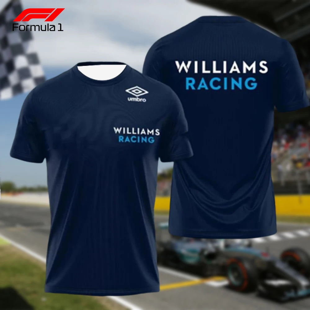 Williams Racing navy blue 2025 F1 t-shirt with Umbro logo front and Williams Racing text back