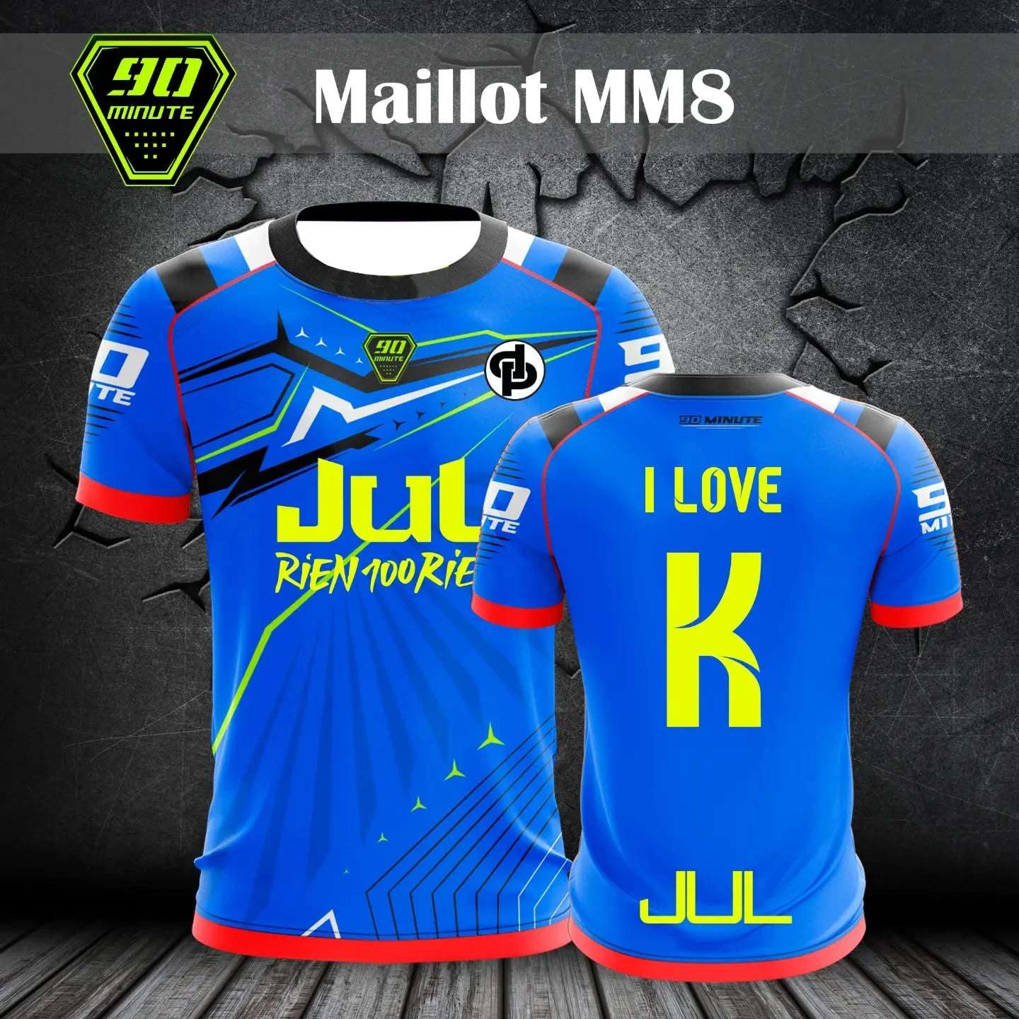 Blue Formula 1 graphic tee with yellow and red accents and bold racing-inspired design
