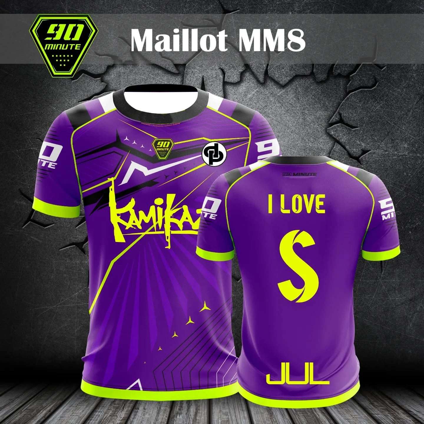 Purple Formula 1 graphic tee with yellow and black accents featuring bold front and back designs