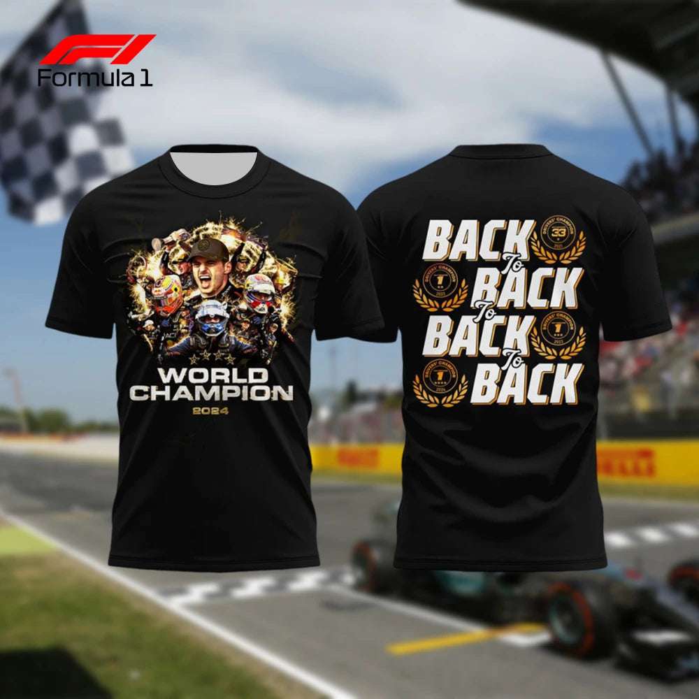 2025 Verstappen special edition shirt with World Champion 2024 design and back to back wins graphic
